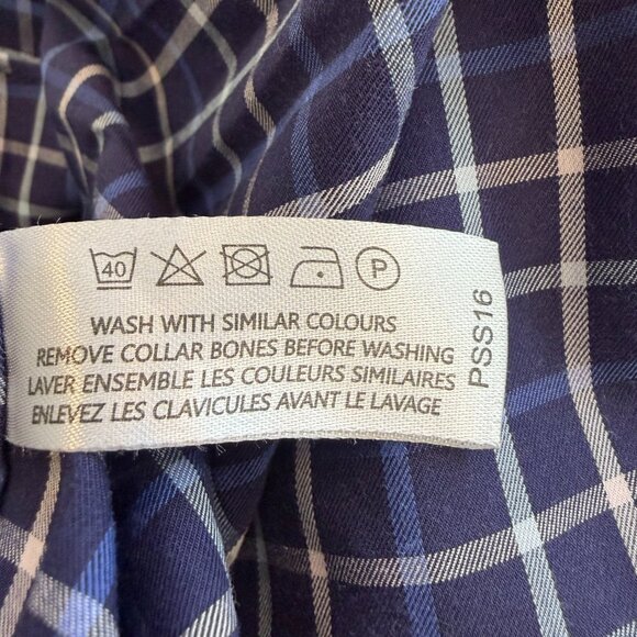 Thomas Pink Men's Blue & White Plaid Cotton Dress Shirt, 15 ½/34, Like New - Picture 9 of 11